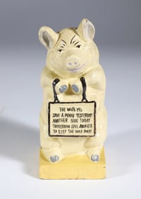 Cast Iron Painted "Thrifty Pig" Still Bank