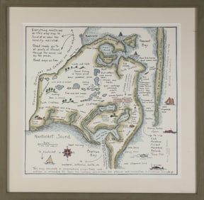 Vintage Harold Dunbar Whimsical Map of Chatham, Cape Cod