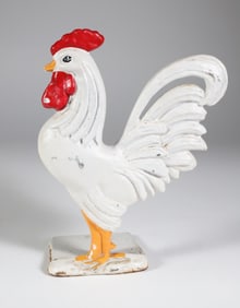 Vintage Cast Iron Painted Rooster Doorstop