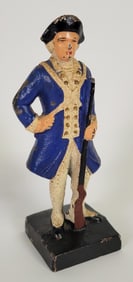 Vintage Cast Iron Painted Revolutionary War Continental Soldier Doorstop