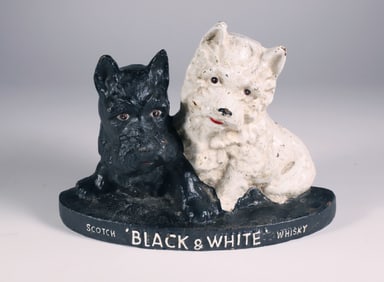 Cast Iron Painted Scottie Dog Doorstop "Scotch Black and White Whiskey"