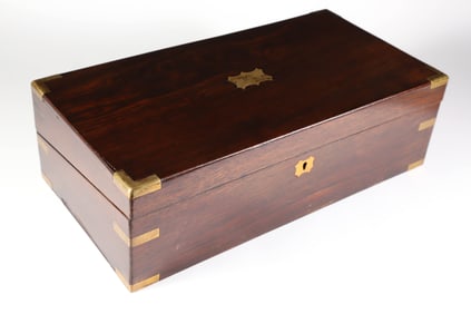 Mahogany and Brass Bound Lap Box, 19th Century