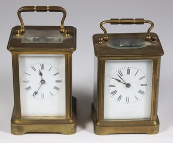 Two French Brass Carriage Clocks, 19th Century