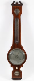 Fresolili Frowbridge Inlaid Mahogany Banjo Barometer, 19th Century