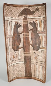 Vintage Nanojin Australian Aboriginal Tree Bark Tribal Painting