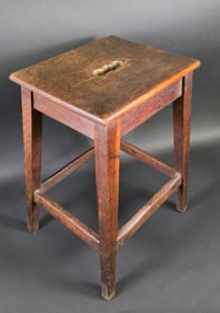 Antique English Oak Side Table Step Stool, 19th century