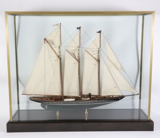 Cased Model of the 1903 3-Masted Schooner Yacht "Atlantic"