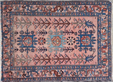Vintage Hand Knotted Wool Oriental Scatter Rug