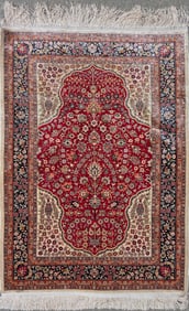 Hand Knotted Silk Oriental Scatter Rug