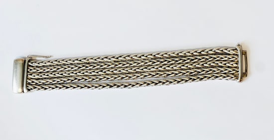 Five Strand Sterling Silver Cable Link Bracelet Stamped 925