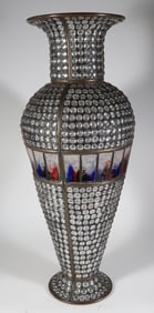 Colossal 20th Century Mosaic Leaded Glass Vase Of Classic Form