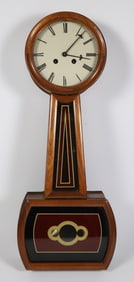 Contemporary Mahogany Eglomise Painted Banjo Clock