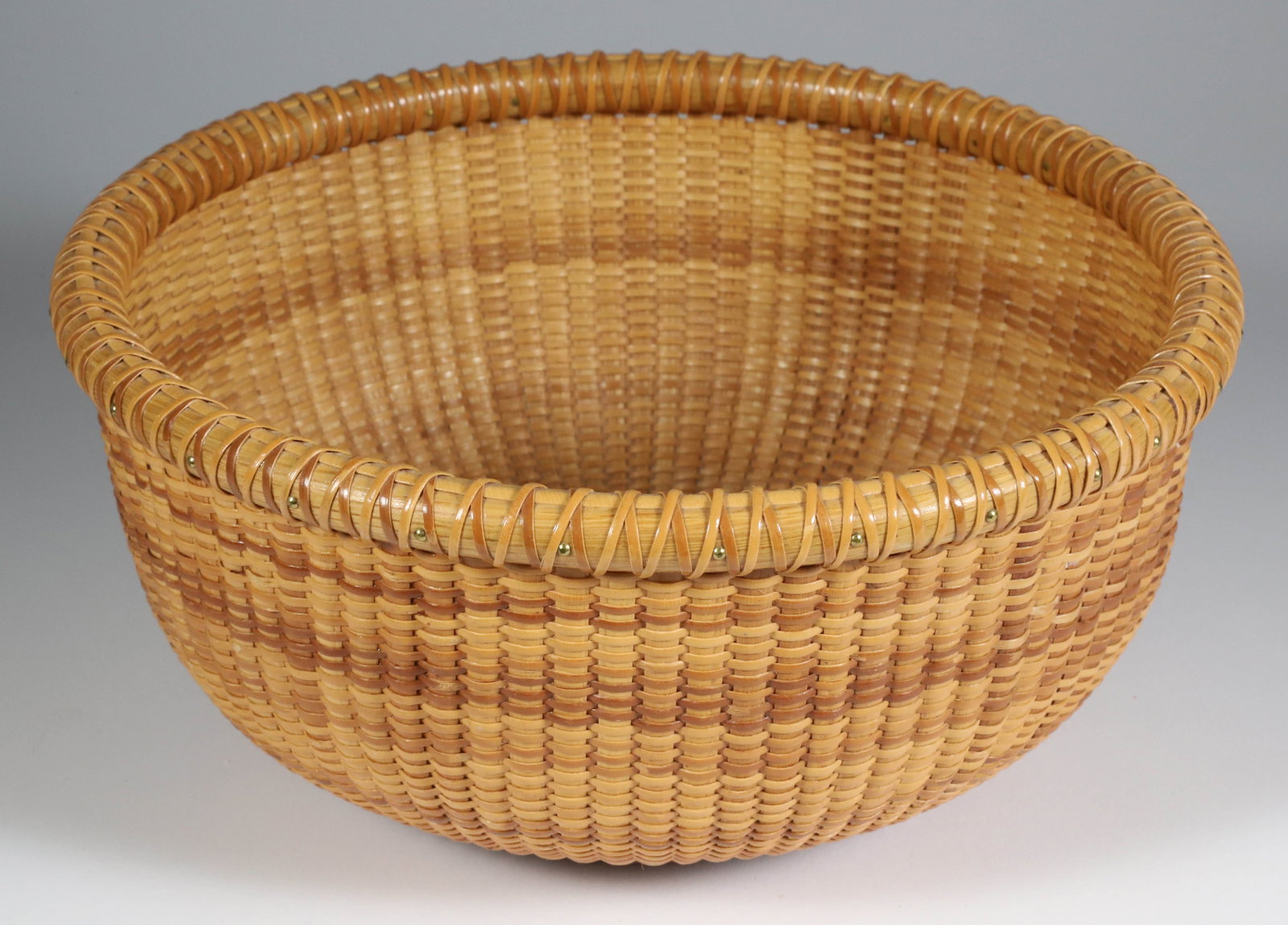 Jean M. Valerio Woven Open Round Nantucket Basket, circa 2000 (1 of 4)