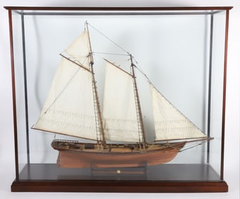 Two Masted Cased Model of a Schooner
