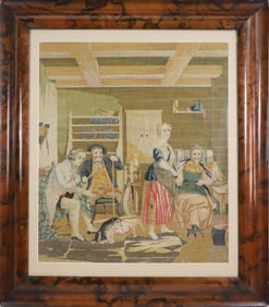 English Needlepoint Interior Picture, 19th Century