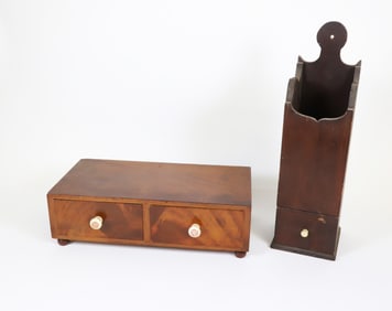 Nantucket Mahogany Glove Box and a Candle Box, 19th Century