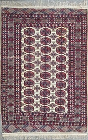 Hand Knotted Vintage Bokhara Oriental Rug