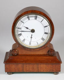 Mahogany and Exotic Wood Mantel Clock, 19th Century