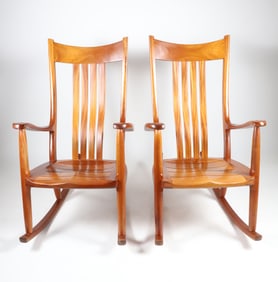 Pair of Hand Crafted Rocking Chairs by Gary Weeks & Co., Wimberly, Texas