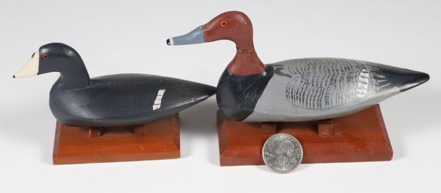 Pair of Dr. John Carriere Carved Miniature Duck Decoys