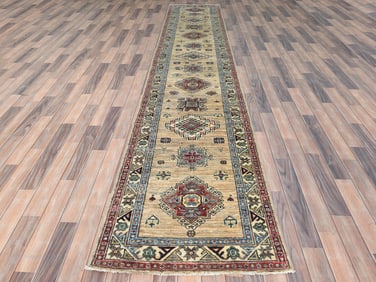 Chamomile Hand Knotted Natural Wool Kazak Style Oriental Carpet Runner