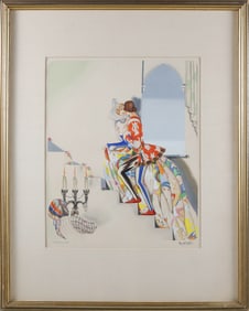 Art Deco Gouache and Watercolor Italian Fashion Painting by Bentivoglio