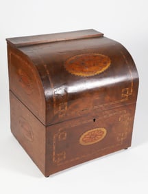 Inlaid Seashell Cameos Domed Tantalus Box, 19th Century