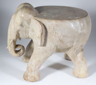 Carved Elephant Garden Stool - Side Table