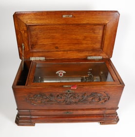 Oak Cased Cylinder Action Music Box, Late 19th Century