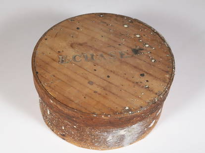 E. Chase Nantucket Round Pantry Box, 19th Century: E. Chase Nantucket Round Pantry Box, 19th Century Diameter 7 in.
