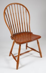 American Bow-Back Windsor Side Chair Stamped Reuben Sanborn, Boston, circa 1820