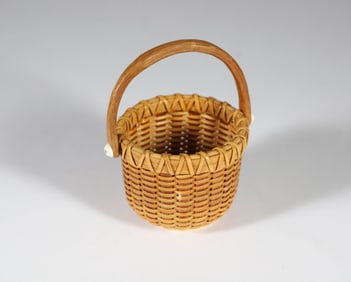 Paul Willer Small Swing Handle Nantucket Basket with Antique Ivory Base
