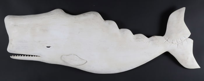 Mike Bacle Carved and Painted Moby Dick Sperm Whale Plaque