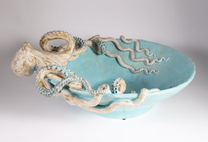Shayne Greco Signed Octopus Ceramic Bowl