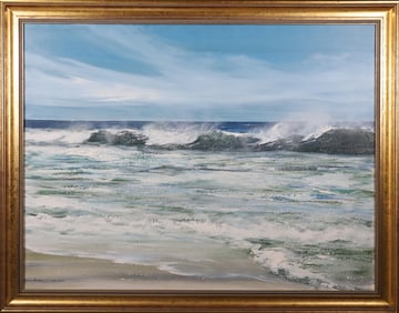 Barbara Cocker Oil on Canvas "Blue and Merry", circa 1986