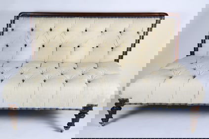 Ralph Lauren Creme Tufted Upholstered Settee