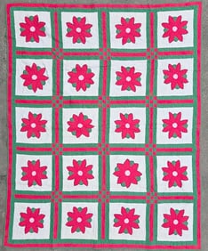 Vintage Floral Patchwork Quilt, circa 1930s