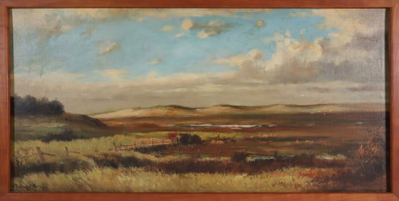 William Ferdinand Macy Oil on Lined Canvas "Nantucket Landscape"