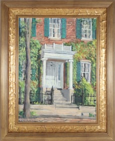 Ruth Haviland Sutton Oil on Board "East Brick, 97 Main Street, Nantucket"