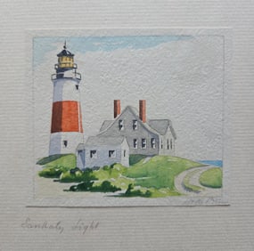 Doris and Richard Beer Watercolor on Paper "Sankaty Light"