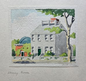 Doris and Richard Beer Watercolor on Paper "Maria Mitchell House"