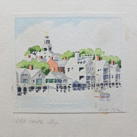 Doris and Richard Beer Watercolor on Paper "Old North Slip"