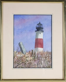 Jim Bresciano Watercolor "Sankaty Lighthouse", circa 1996