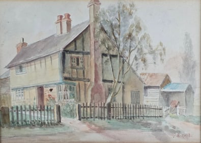Jane Brewster Reid Watercolor on Paper, "Home Sweet Home"