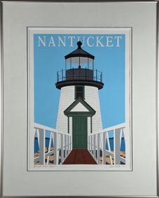 Don Nedd Vintage Brant Point Lighthouse Nantucket Serigraph Poster, circa 1991