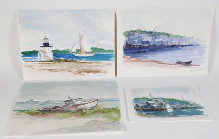Group of Four David Lazarus Nantucket Watercolors