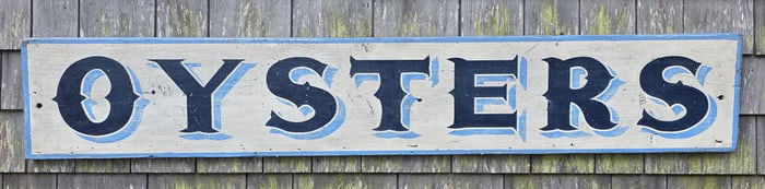 Antique Style Painted Wood Oysters Trade Sign