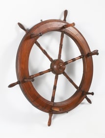 Vintage Turned Wood Ship's Wheel Hat Rack