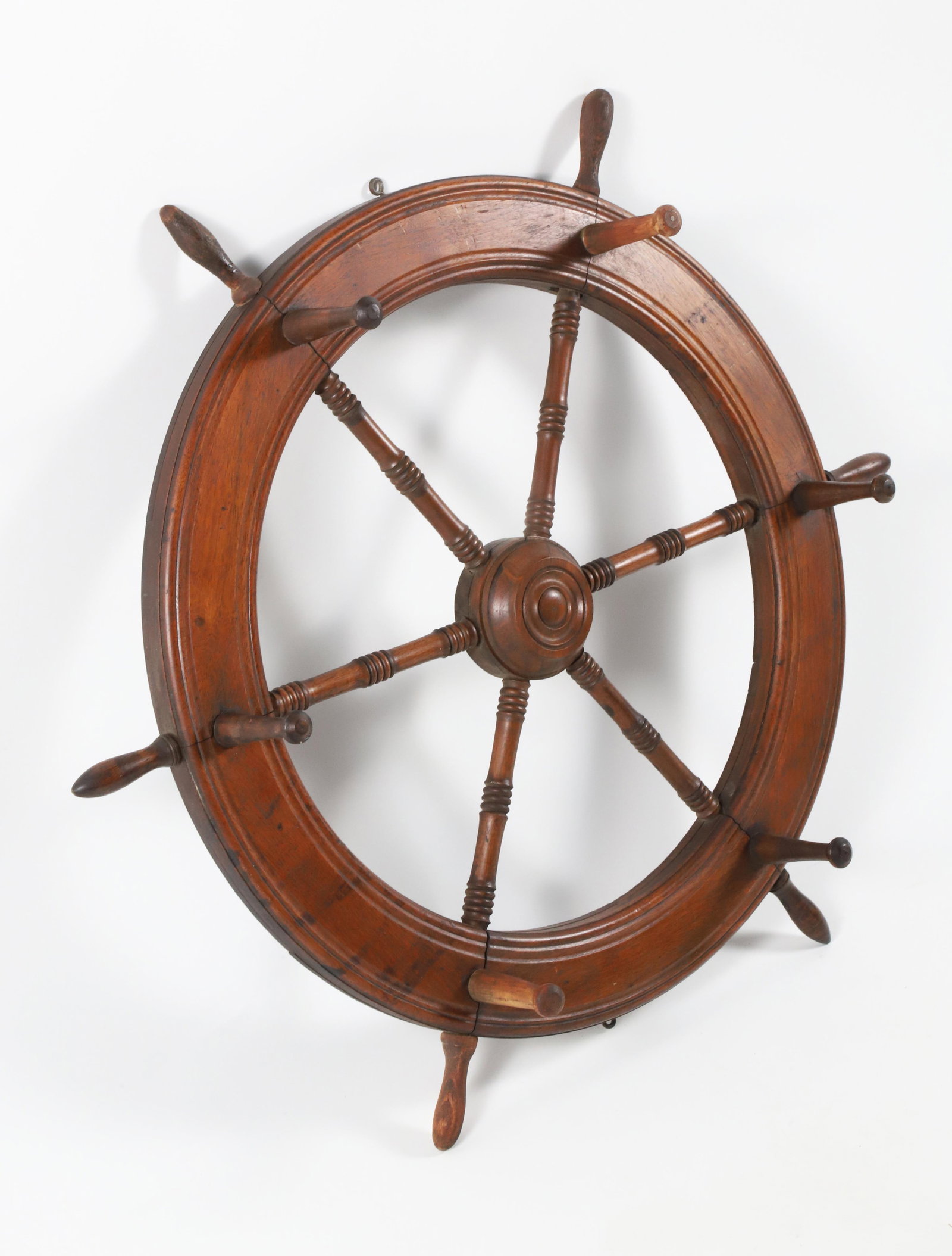 Vintage Turned Wood Ship's Wheel Hat Rack (1 of 6)