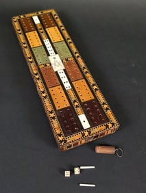 Antique Inlaid Cribbage Board